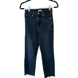 Good American Good Legs Jeans Size 00/24 Straight Leg Raw Hem Stretch Classic